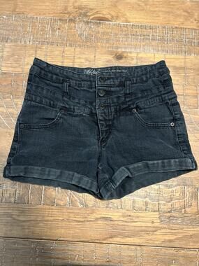 Mossimo Women’s Button Fly High Rise Denim Short Shorts Size 6/28 Dark Wash Jean